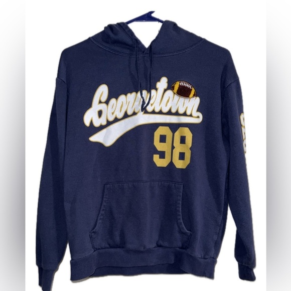 Social Scene Tops - Georgetown Women's Small Navy and Yellow Hoodie